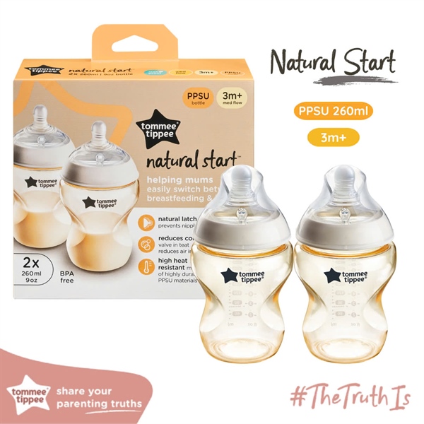 Set 2 Bình Sữa PPSU Ty Siêu Mềm Tommee Tippee Trơn