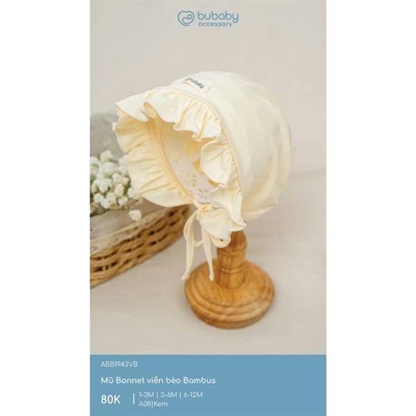 BB1943 - 3M/12M Mũ Bonnet viền bèo Bambus Bubaby