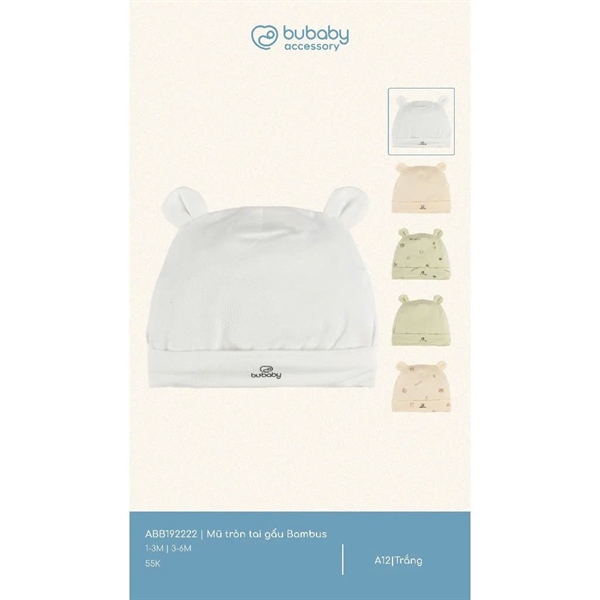 BB1922 - 3M/6M Mũ tròn tai gấu Bambus