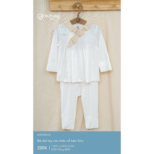 SR1108 - 3M/9M Bộ dài tay cài chéo cổ bèo Siro Bubaby