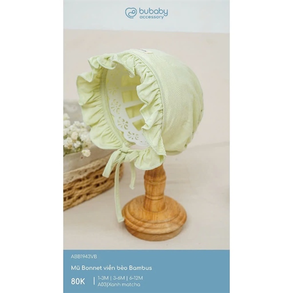 BB1943 - 3M/12M Mũ Bonnet viền bèo Bambus Bubaby
