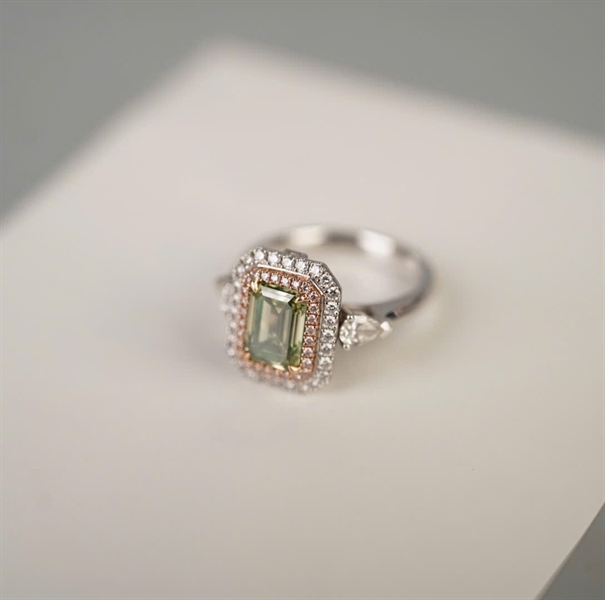 Nhẫn Tara kim cương xanh lá kèm giấy kiểm định 1493311449 KG+