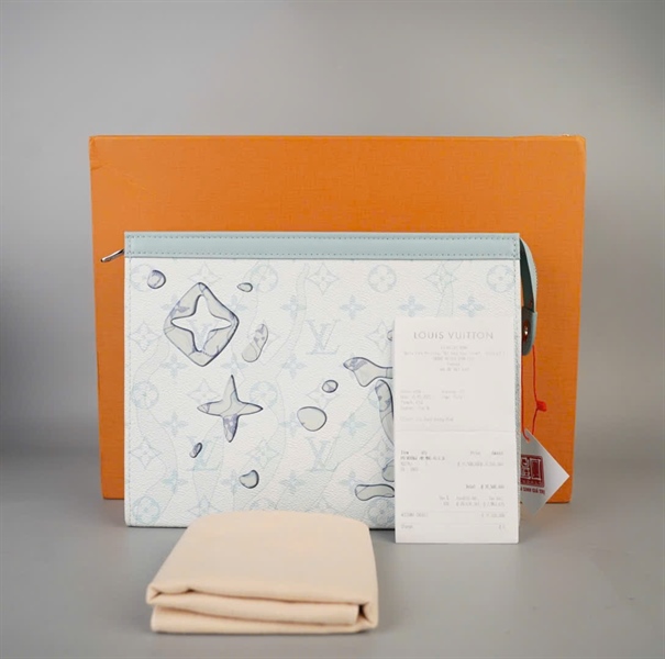 Túi LV Clutch hoa xanh có lót form sz27 KG+