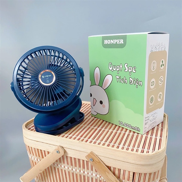 Quạt kẹp sạc tích điện Honper