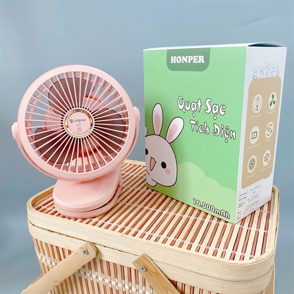 Quạt kẹp sạc tích điện Honper