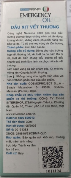 Dottorprimo Emergency Oil (Lọ 30ml) (Dầu xịt vết thương) - Italy/Intershop 2