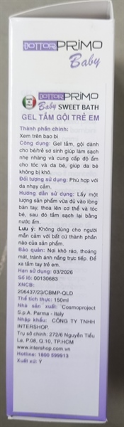 Sữa tắm gội cho bé DottorPrimo Baby Sweet Bath 150ml - Italy 2