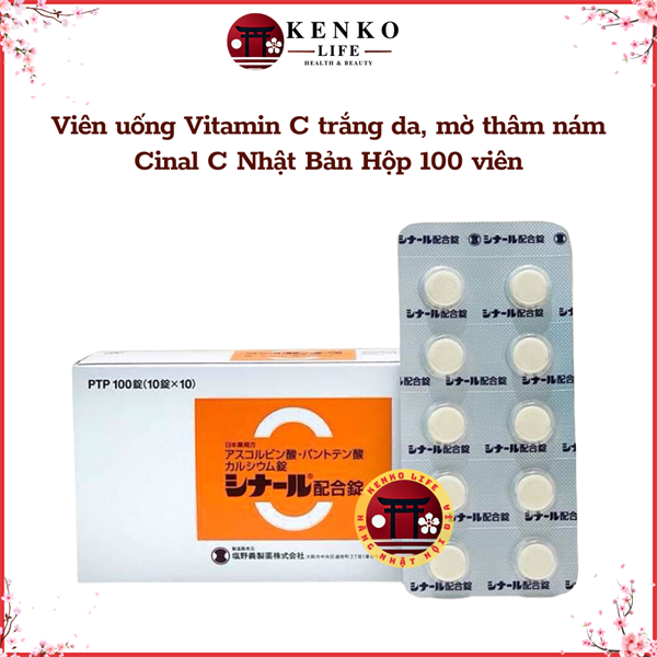 Viên uống C Cinal bổ sung Vitamin C & B5 trắng da, ngừa mụn (10 vỉ x 10 viên)