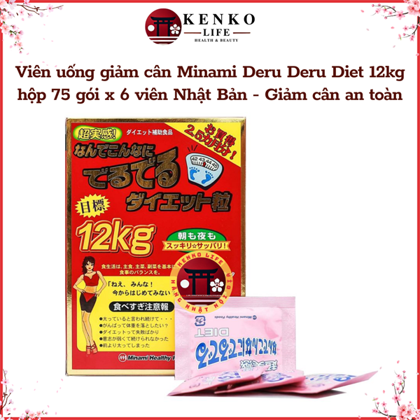 Viên uống giảm cân Minami Deru Deru Diet 12kg hộp 75 gói x 6 viên - Giảm cân an toàn