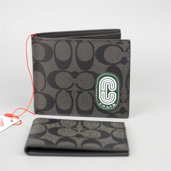 Ví Coach đen logo trắng +