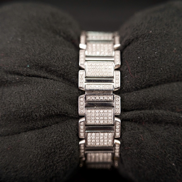 Đồng hồ Cartier bạc mặt vuông đính đá (144554CE) sz20mm (LTB) KG+