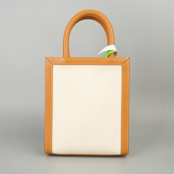 Túi Celine trắng viền nâu sz17 (A-T) KG+