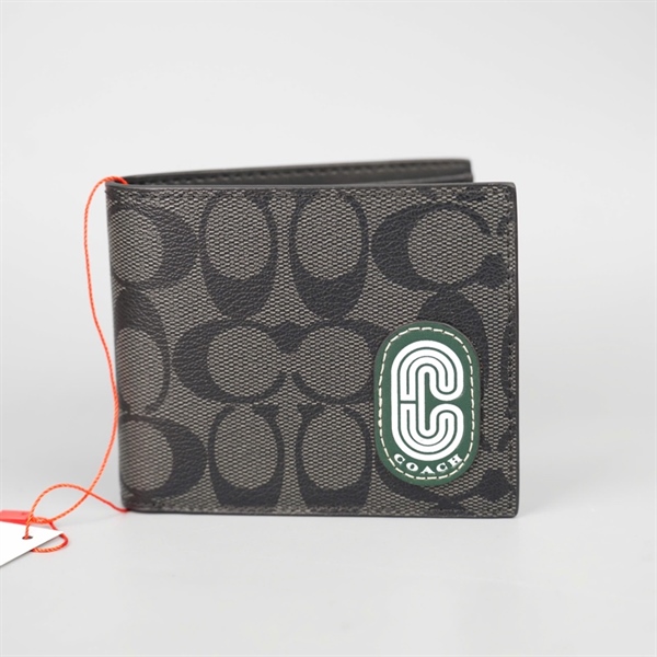 Ví Coach đen logo trắng +