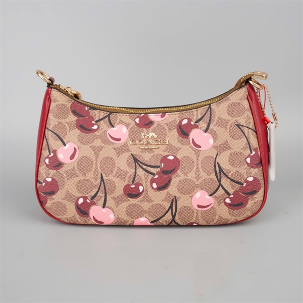 Túi Coach kẹp nách nâu cherry 2 strap sz24 +