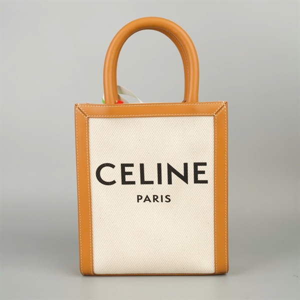 Túi Celine trắng viền nâu sz17 (A-T) KG+
