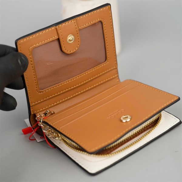 Ví Coach nude hoa hồng gập 2 +