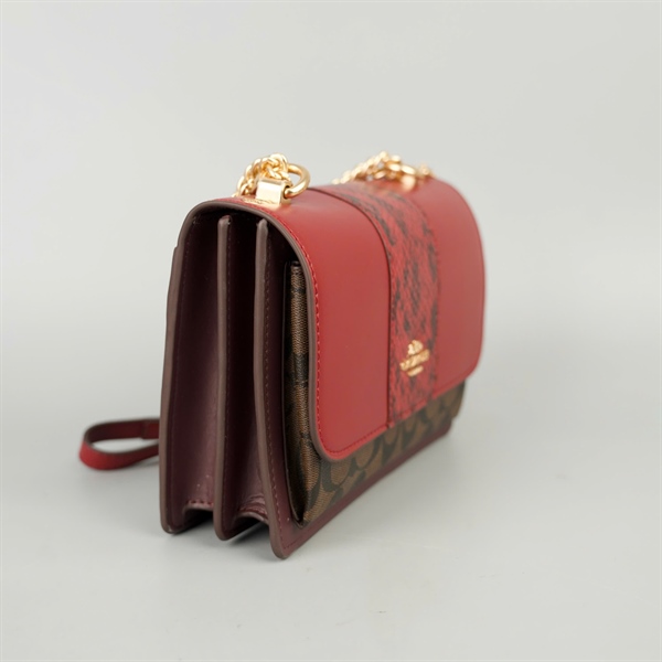 Túi Coach đỏ phối nâu sz21 +