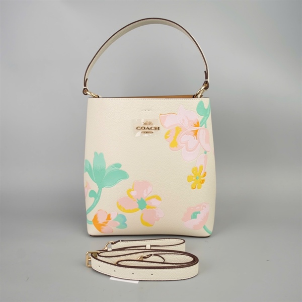 Túi Coach Bucket màu trắng sz24 +