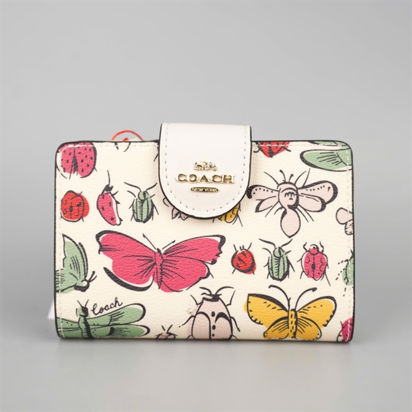 Ví Coach trắng hình bướm gập 2 +