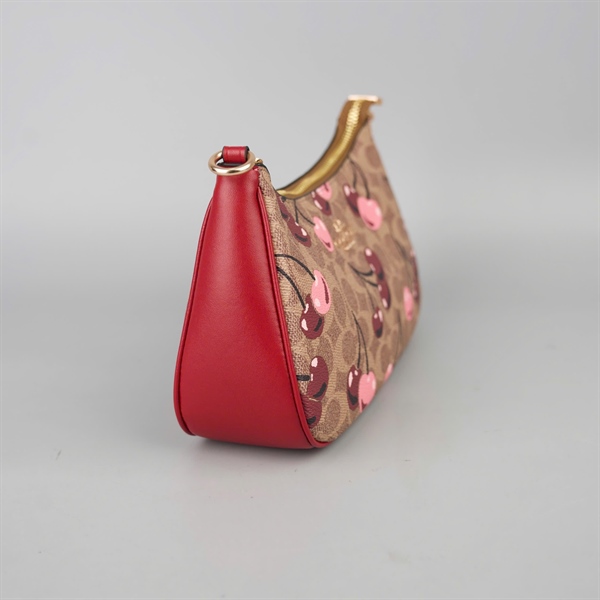 Túi Coach kẹp nách nâu cherry 2 strap sz24 +