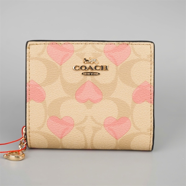 Ví Coach nude trái tim gập 2 +