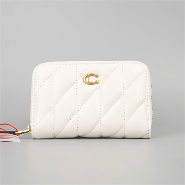Ví Coach trắng có khóa zip +