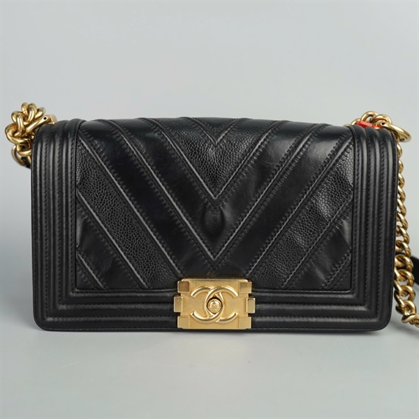 Túi Chanel Boy đen sọc (22647713) sz24 KG+