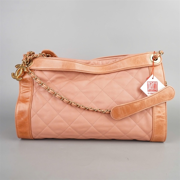 Túi Chanel Tote hồng phối nâu (16038971) sz35 KG+