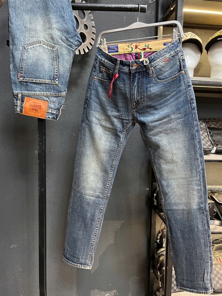 Jean Dài-QC VIP 5KM Selvedge- 1096 xanh was muối tiêu