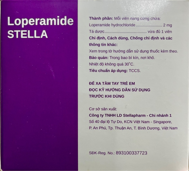 Thuốc Loperamide Stella 2mg - CTTNHH LD Stellapharm - Chi nhánh 1 - Điều trị tiêu chảy (Hộp 10 vỉ x 10 viên) 2