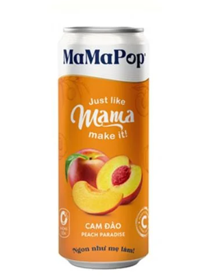 Mamapop Nước Trái Cây Có Gas Vị Cam đào 330Ml