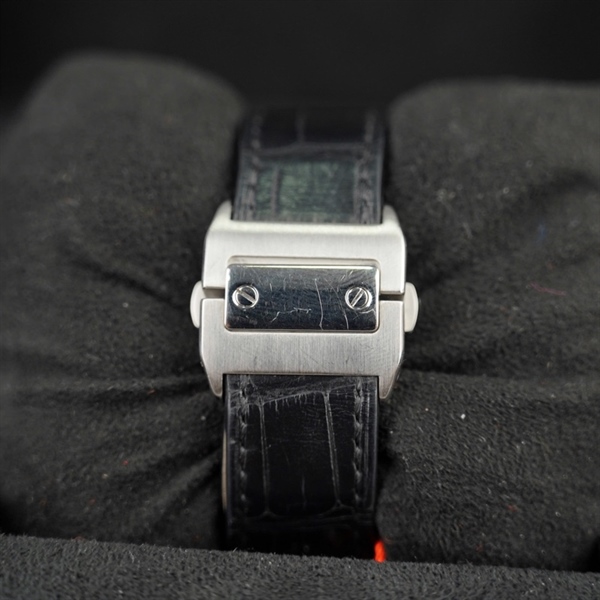 Đồng hồ Cartier mặt vuông đính đá quai đen (791341SX) sz32+