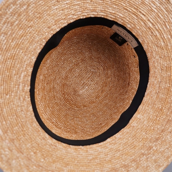 Nón Lanvin nude đính nơ xanh KG+