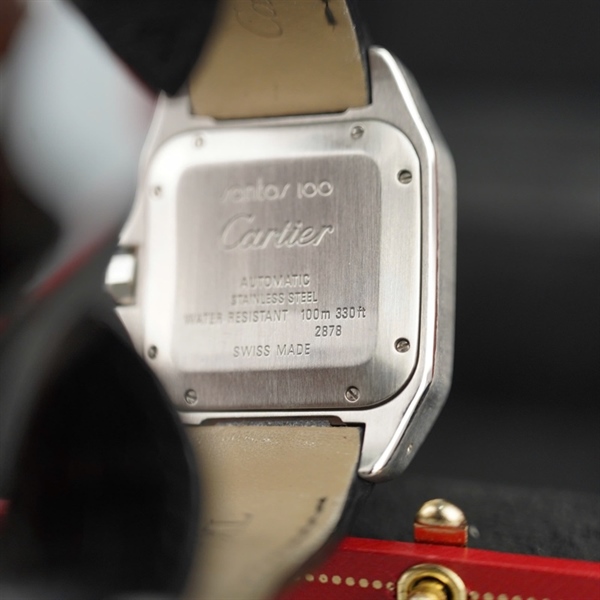 Đồng hồ Cartier mặt vuông đính đá quai đen (791341SX) sz32+