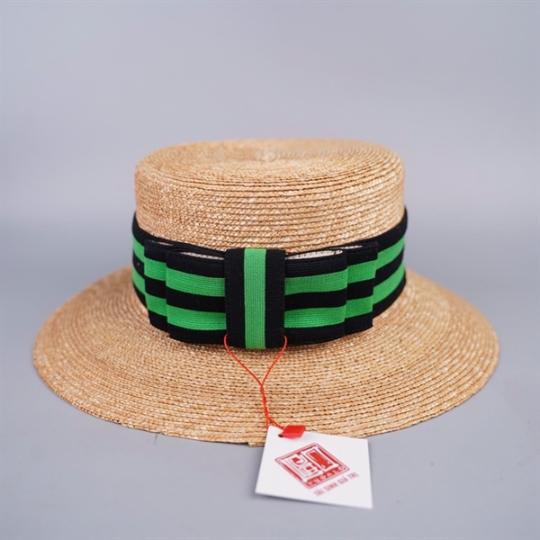 Nón Lanvin nude đính nơ xanh KG+