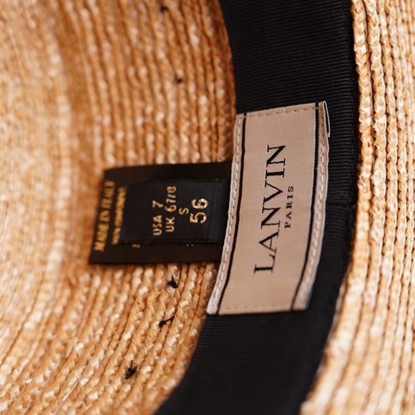 Nón Lanvin nude đính nơ xanh KG+