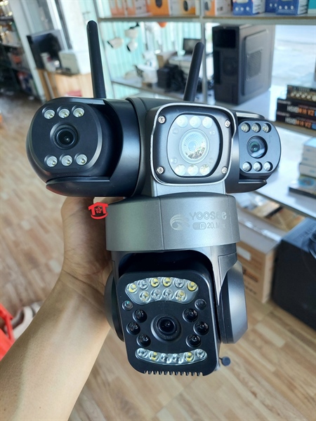 Camera ip wifi PTZ Yoosee 4 mắt quay 3 khung hình 1028 ngoài trời đen lớn