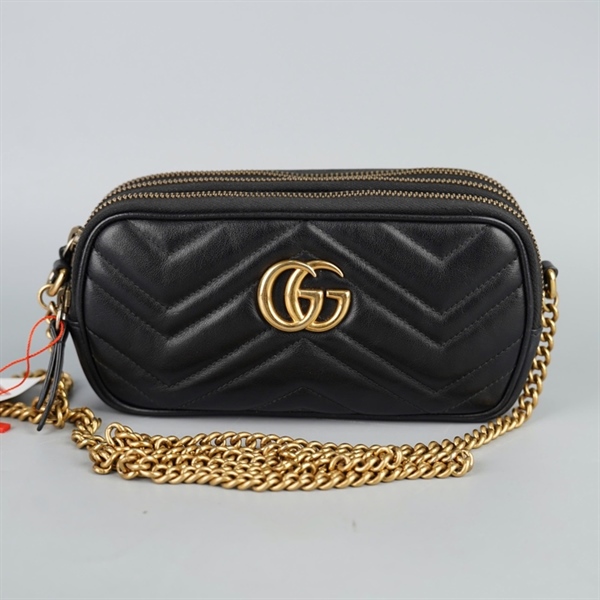 Túi GG đeo chéo marmont đen sz20 (BQ) KG+