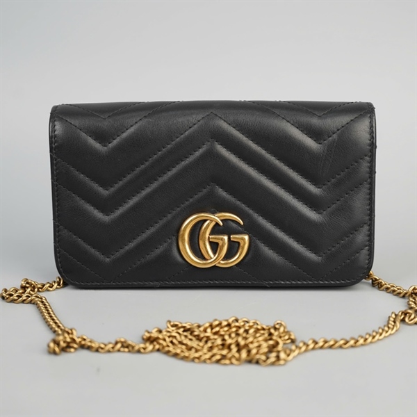 Túi GG đeo chéo Marmont đen sz18 (BQ) KG+