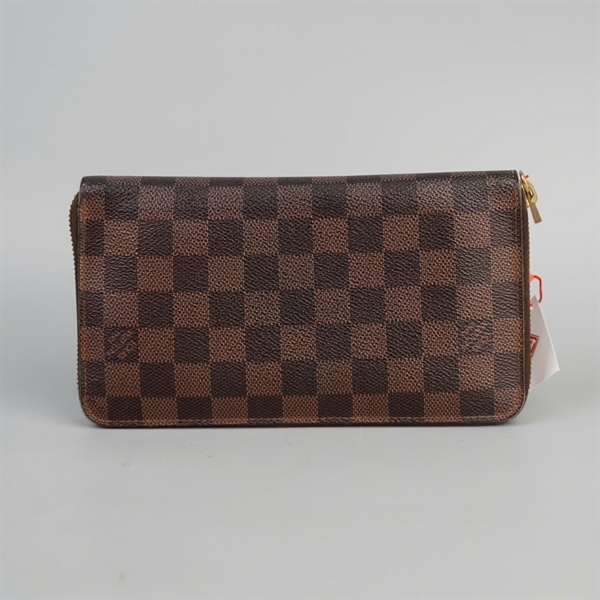 Ví LV dài ô vuông nâu khóa zip (A-T) KG+