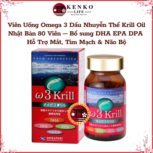 Viên Uống Bổ Sung Omega-3 Dầu Nhuyễn Thể Krill Oil 80 Viên – Hỗ Trợ Tim Mạch & Não Bộ