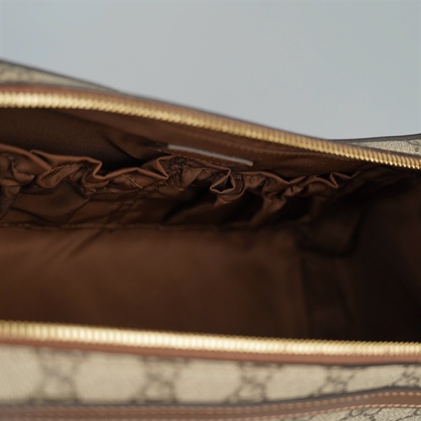 Túi GG Toiletry Pouch xám viền nâu sz26 (Manly) KG+