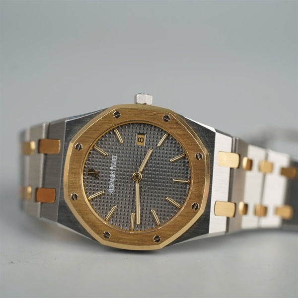 Đồng hồ Audemars Piguet bạc mặt viền vàng (No5628) sz32 (HC) KG+