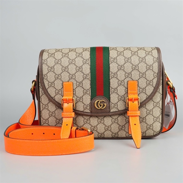 Túi GG Ophidia xám dây cam sz27 (Manly) KG+
