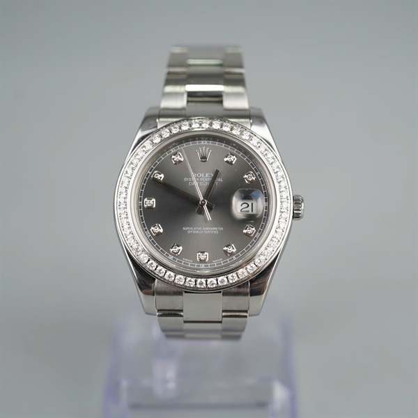 Đồng hồ Rolex bạc đính đá (G045414) kim độ sz41 (HC) KG+