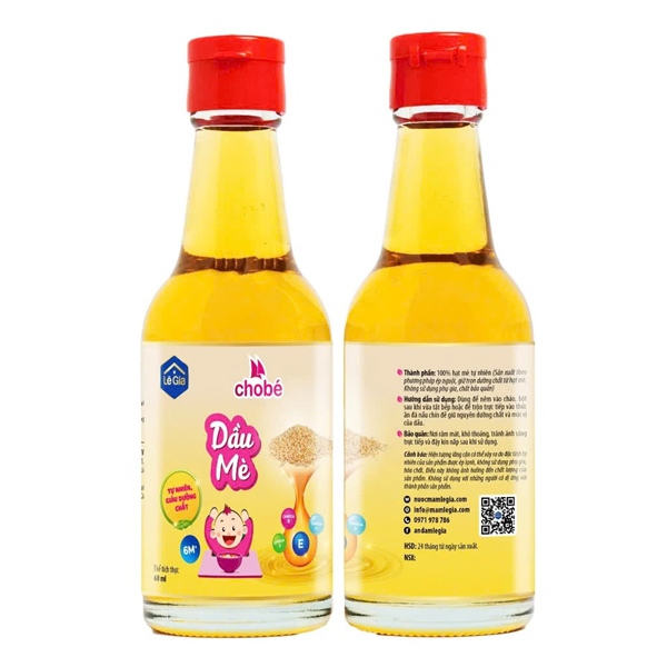 Dầu mè ăn dặm cho bé Lê Gia 6M+ 60ml