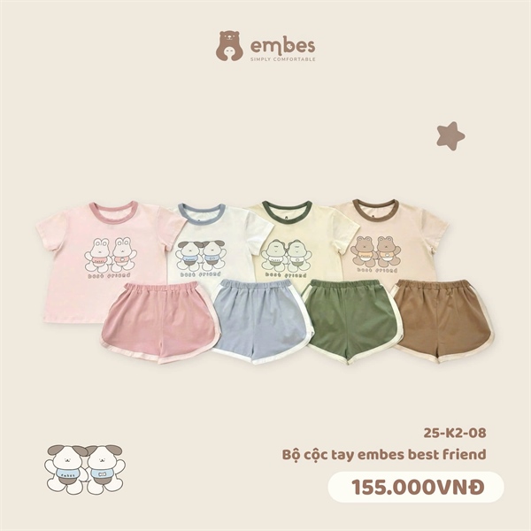 Embes Bộ ngắn best friend - hồng