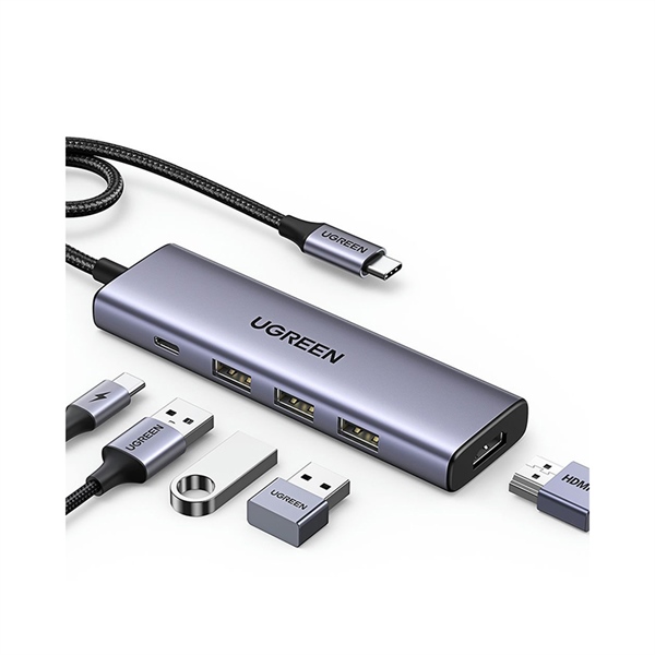Bộ chuyển đổi 5 in 1 USB-C sang USB-C+3*USB 3.0+HDMI hỗ trợ 4K Ugreen (15596)