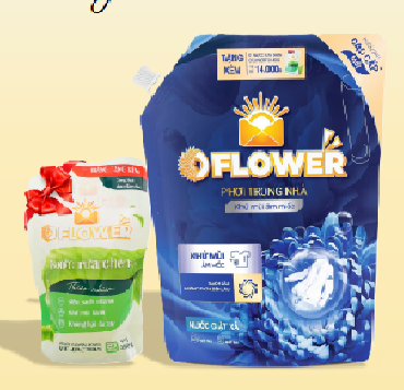Combo Nước Giặt Xả OFlower Phơi Trong Nhà Túi 3 Kg & Nước Rửa Chén Oflower 400g