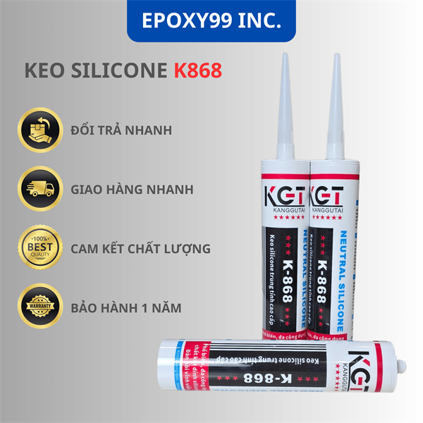 KEO SILICONE K868 DÙNG CHO CÁC VẬT LIỆU KÍNH, NHÔM, GẠCH, THÉP, BÊ TÔNG VÀ NHIỀU ỨNG DỤNG KHÁC